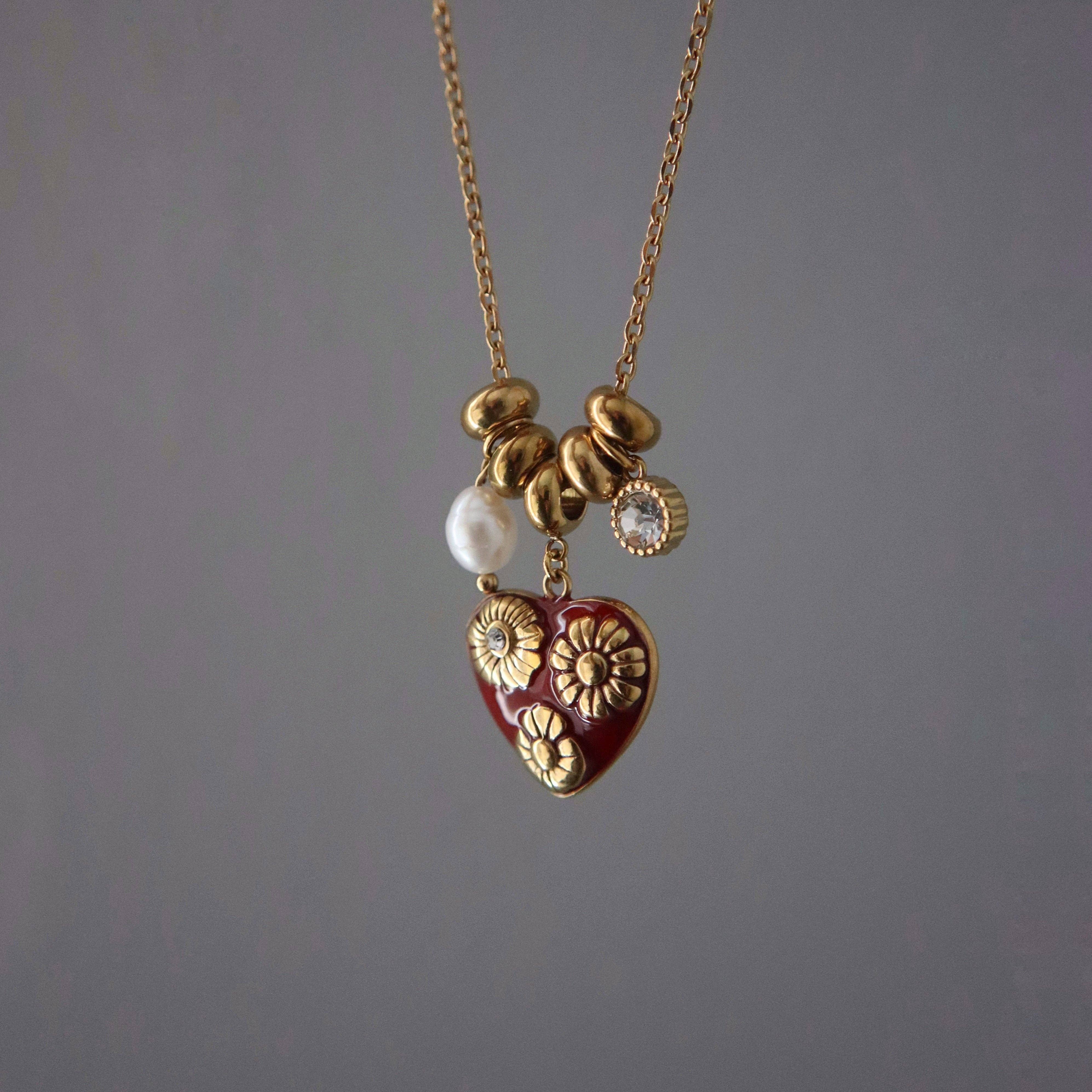 Blooming Heart Charm Necklace