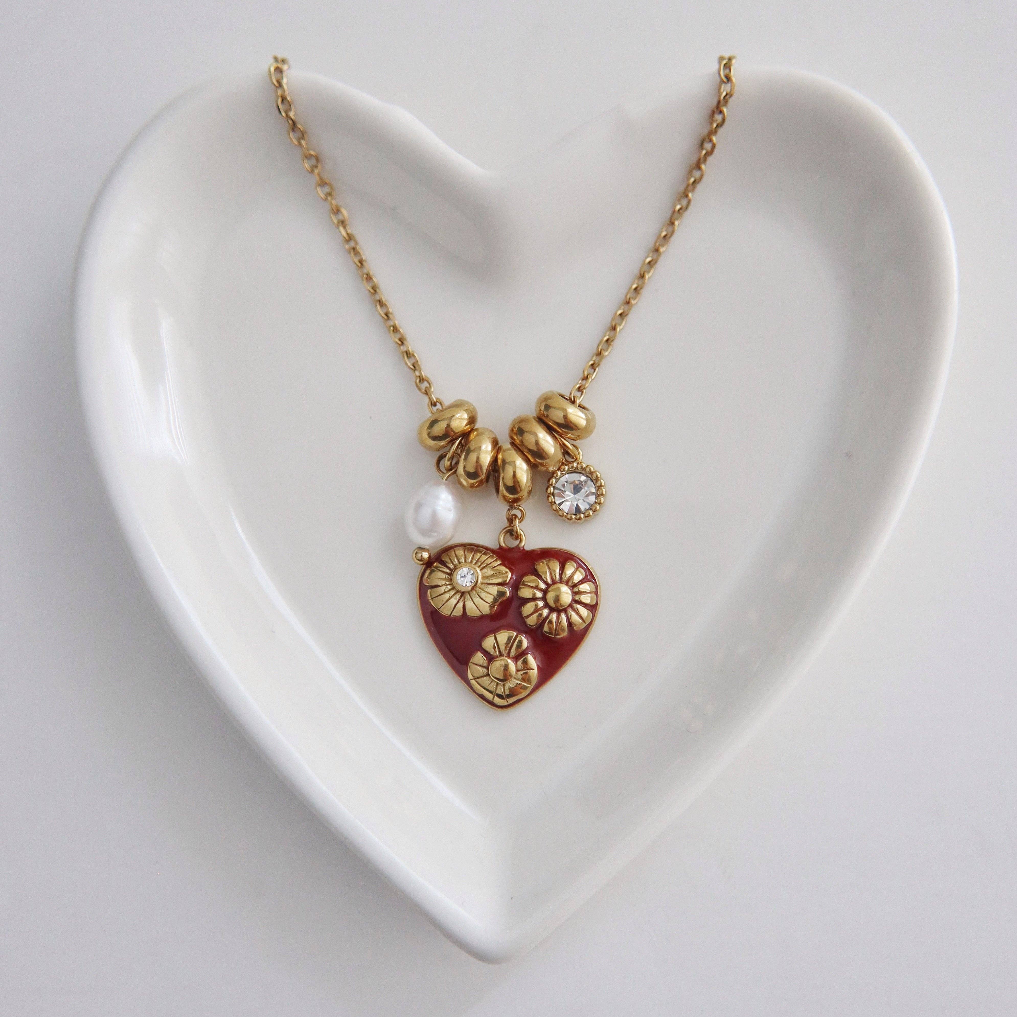 Blooming Heart Charm Necklace