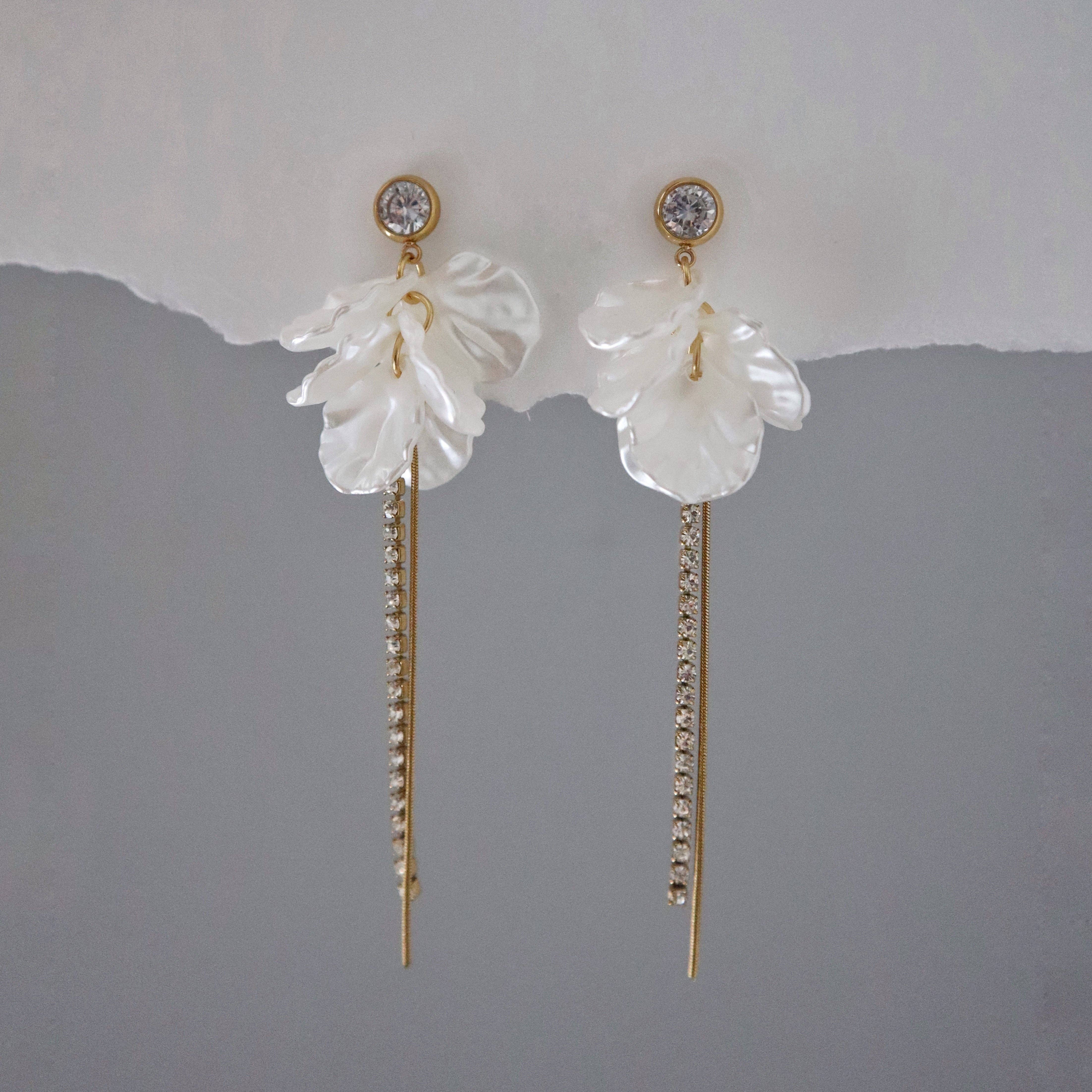 CZ Petal Drop Earrings | Lightweight Statement Earrings
