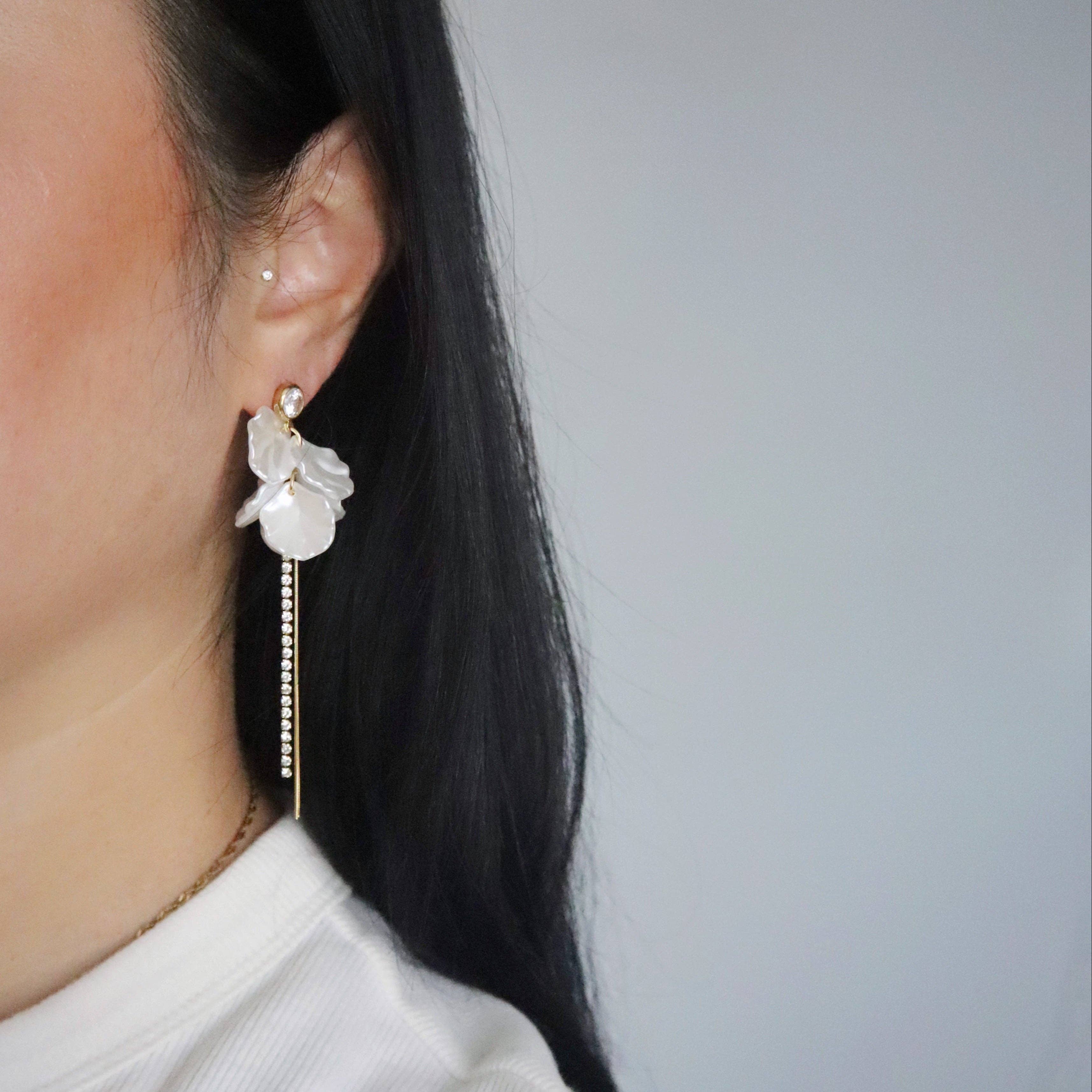 CZ Petal Drop Earrings | Lightweight Statement Earrings