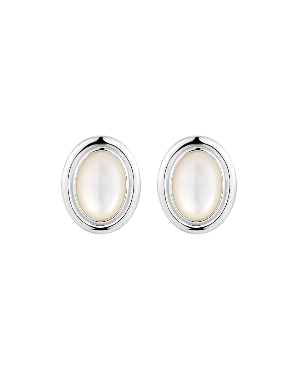 Vintage Frame Silver Earrings — Mother of Pearl