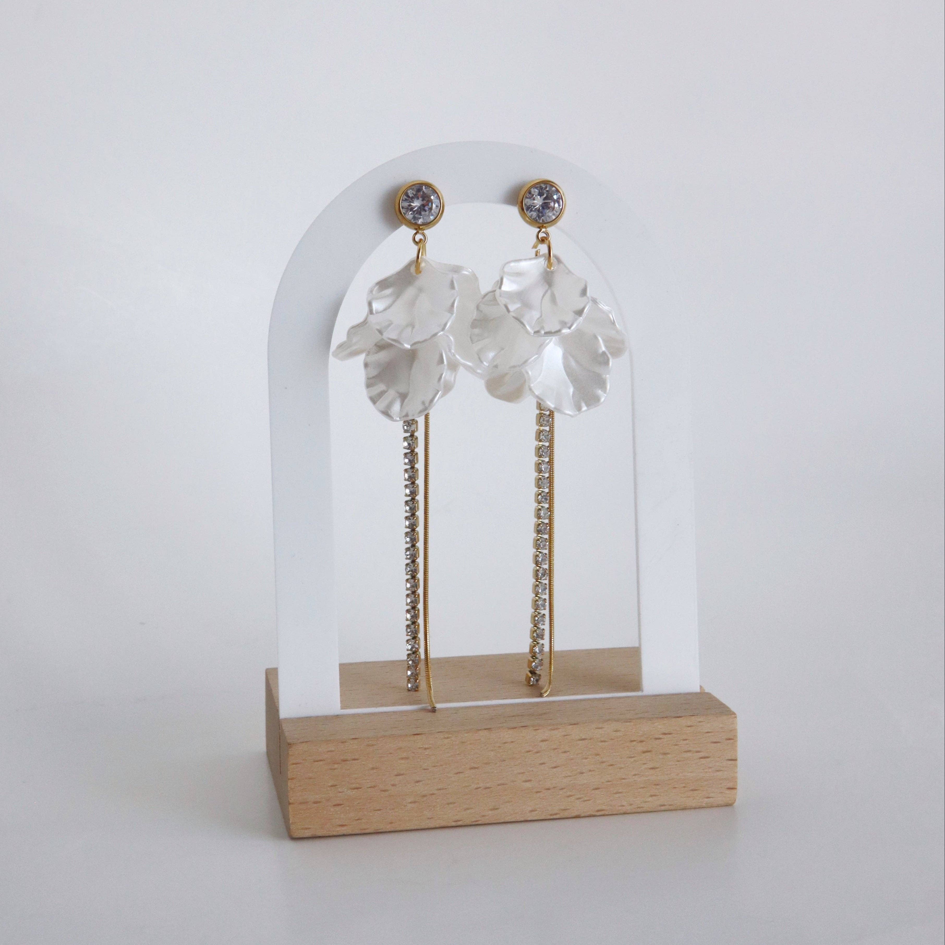 CZ Petal Drop Earrings | Lightweight Statement Earrings